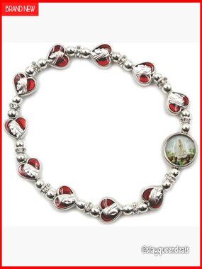 Handmade Portugal Faith Rosary Bracelet Stretch Cord Enamel